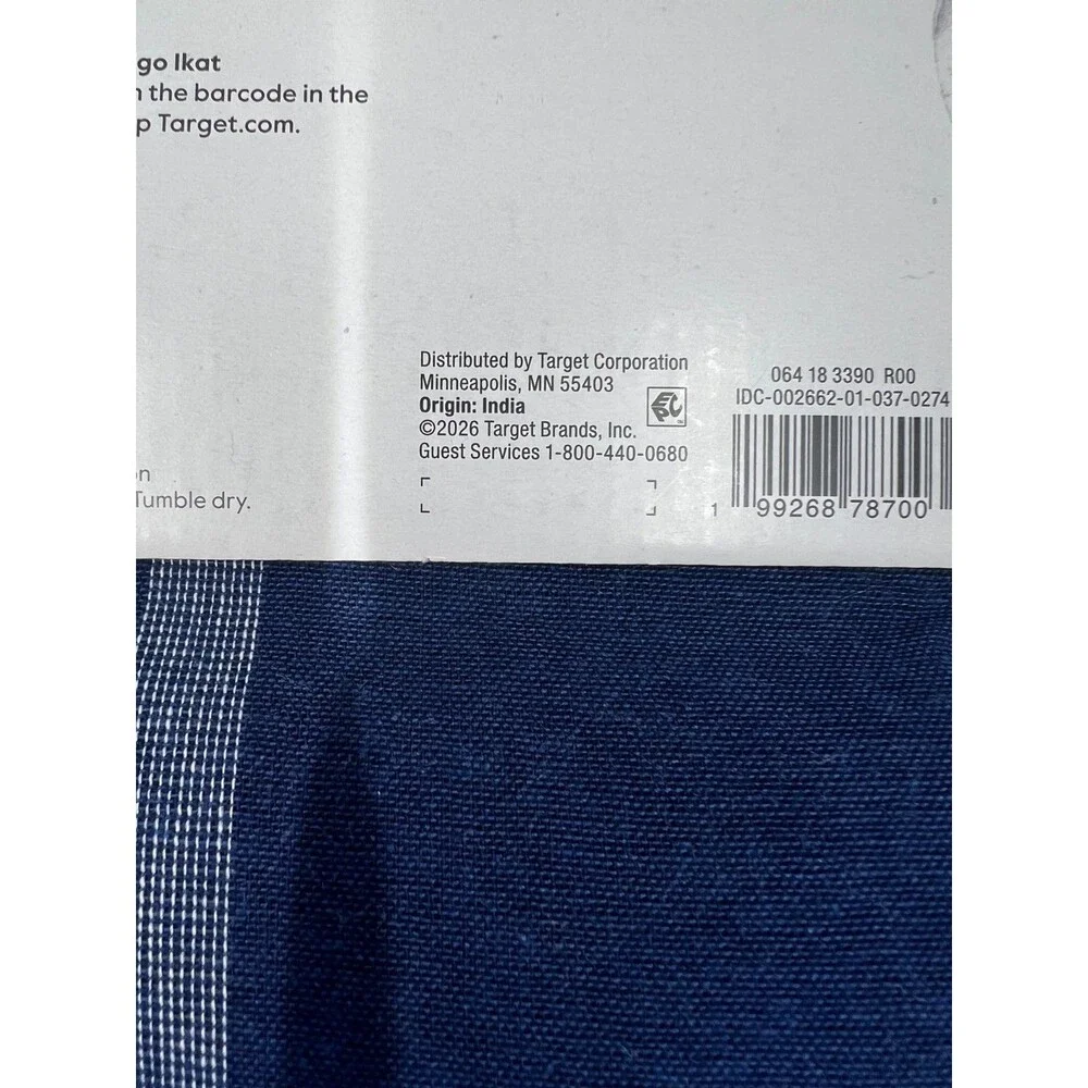 Threshold Indigo Ikat Shower Curtain 72x72 Navy Blue 100% Cotton Fringe NWT - Picture 4 of 4